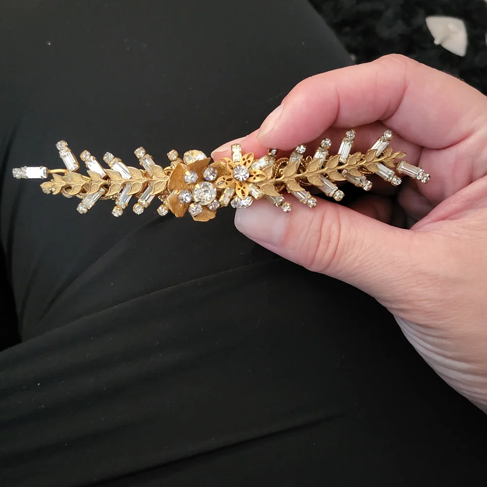 Vintage Gold‎ Tone with Rhinestones Brooch